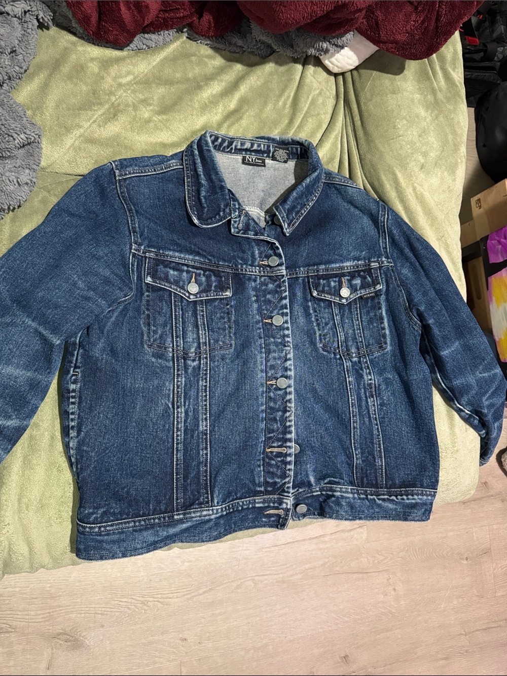 New York & Company Dark Blue Denim Jacket